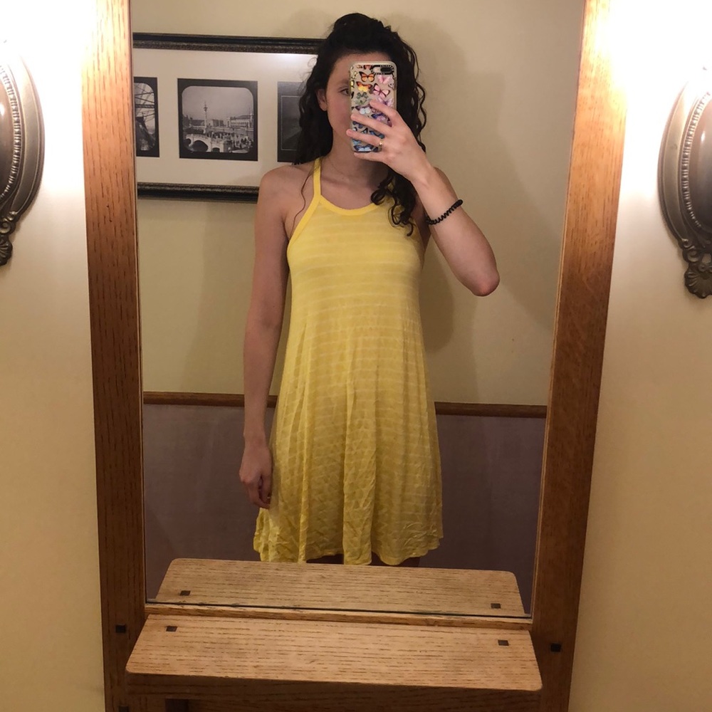 Anthropologie yellow/white striped dress